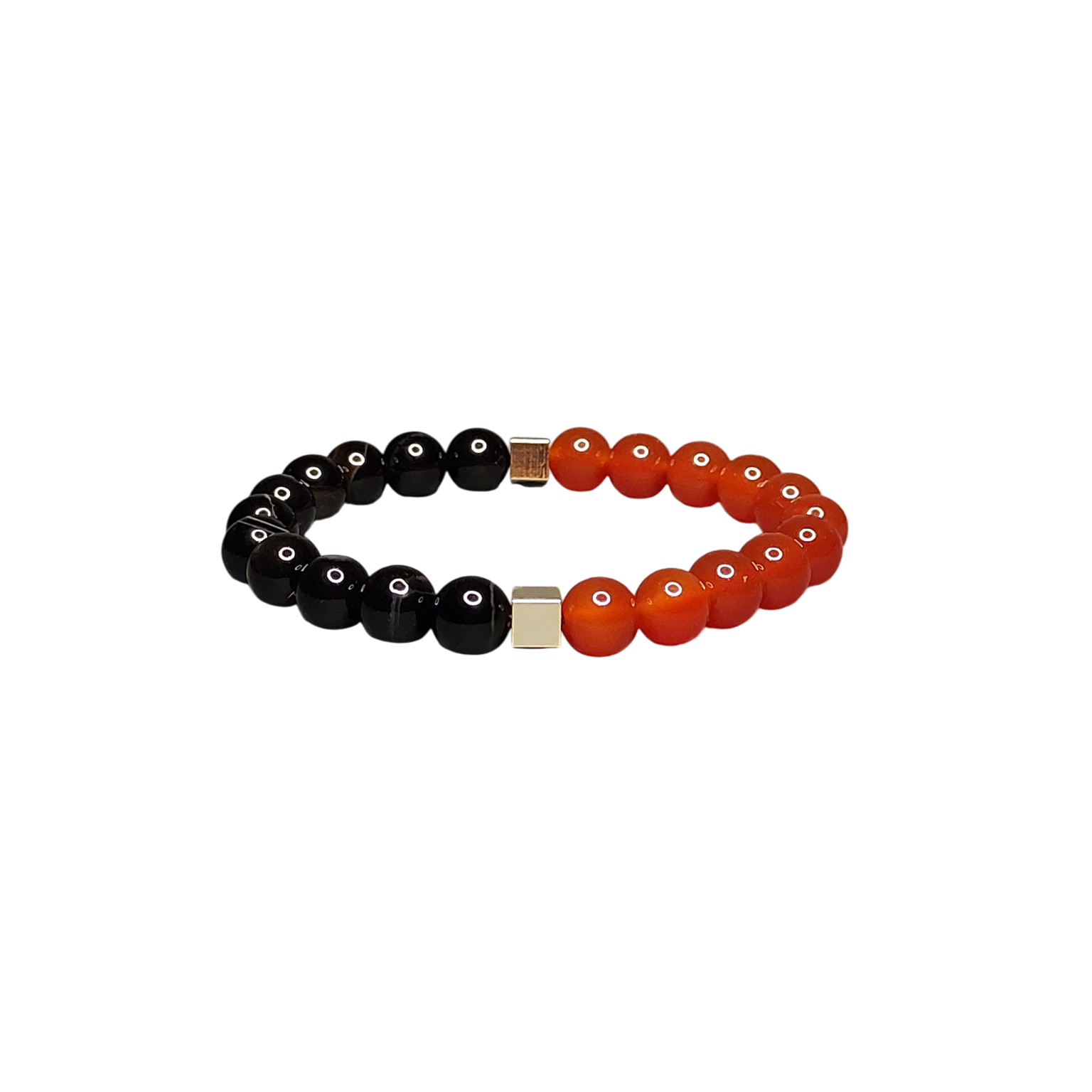 Браслет з сердоліку та чорного агату